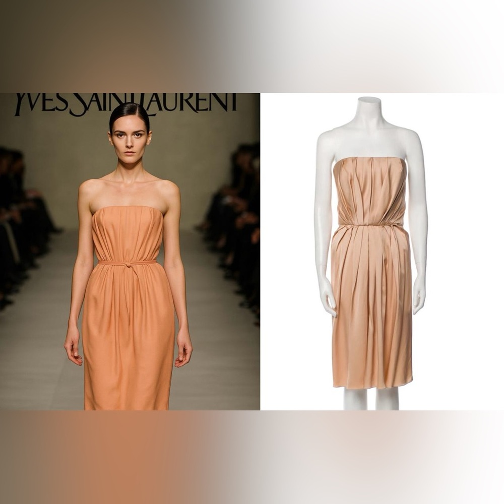 Yves Saint Laurent Peach Strapless Runway Dress NWT FR42 US10 Vintage Corset